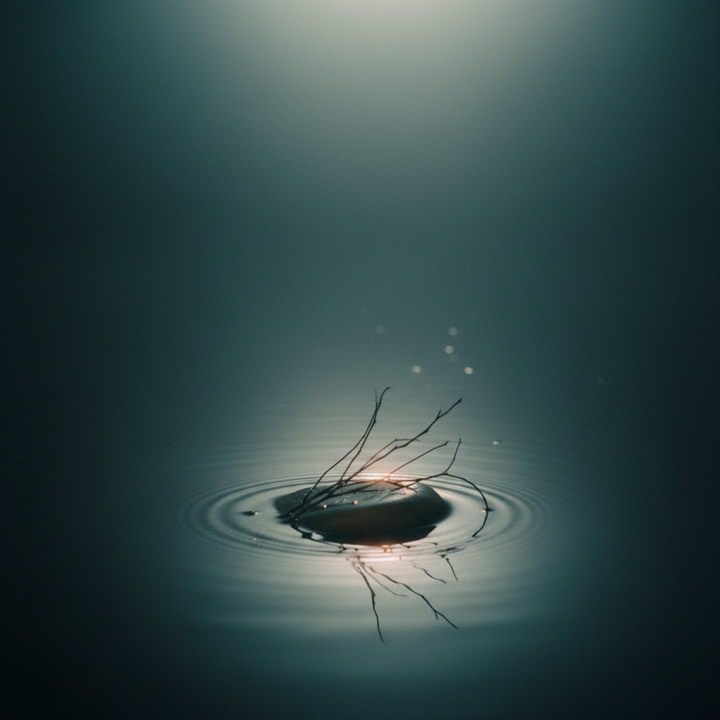 Stone on water with ripples — serene, meditative natural surface